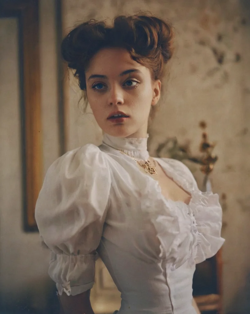 sultry aristocrat model, the! most! beautiful!, pinup, victorianstyle, 1880s, cottagecore, RAW photo, analogue style, depth of field, photography by Marta Bevacqua <lora:victoriansxl_v1:0.6>