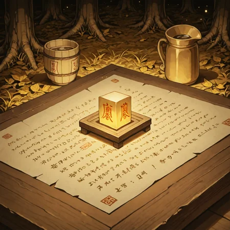 masterpiece, best quality, amazing quality, very aesthetic, absurdres, newest, ,ray tracing, s4bit4mago_illu,anime style, anime screencap, anime coloring, Chiaroscuro, sharp, golden_ornate_background,
scenery, no humans, background,
golden theme,
(dark, night, darkness, low light, harsh shadows, shadows:1.2), dramatic lighting, talismans, text on paper, wooden, japanese architecture, paper, writing, scroll, wooden, books, shrine, ancient, magical, ritual, empty cup, cup, pitcher, light particles, houses, grass, (trees:1.2), leaves, nature, golden trees, golden theme, abstract, ofuda, music notes, celestial, amazing, outdoors,
<lora:S4bit4mago:1> <lora:illustriousXL_stabilizer_v1.7:0.8> <lora:DetailedPerfect_hands_r1:1> <lora:ponyv3_ill01_2_adamW:0.4> <lora:NOOB_vp1_detailer_by_volnovik_v1:3> <lora:anime_screencap:0.4>