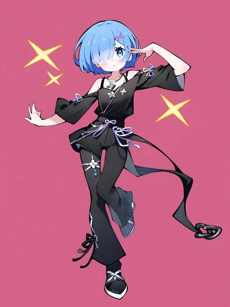 1girl,solo,simple background,fashion,stylish_pose,full body,,rem \(re:zero\),<lora:HCQ@S-000020:1>, masterpiece, best quality, very aesthetic, absurdres