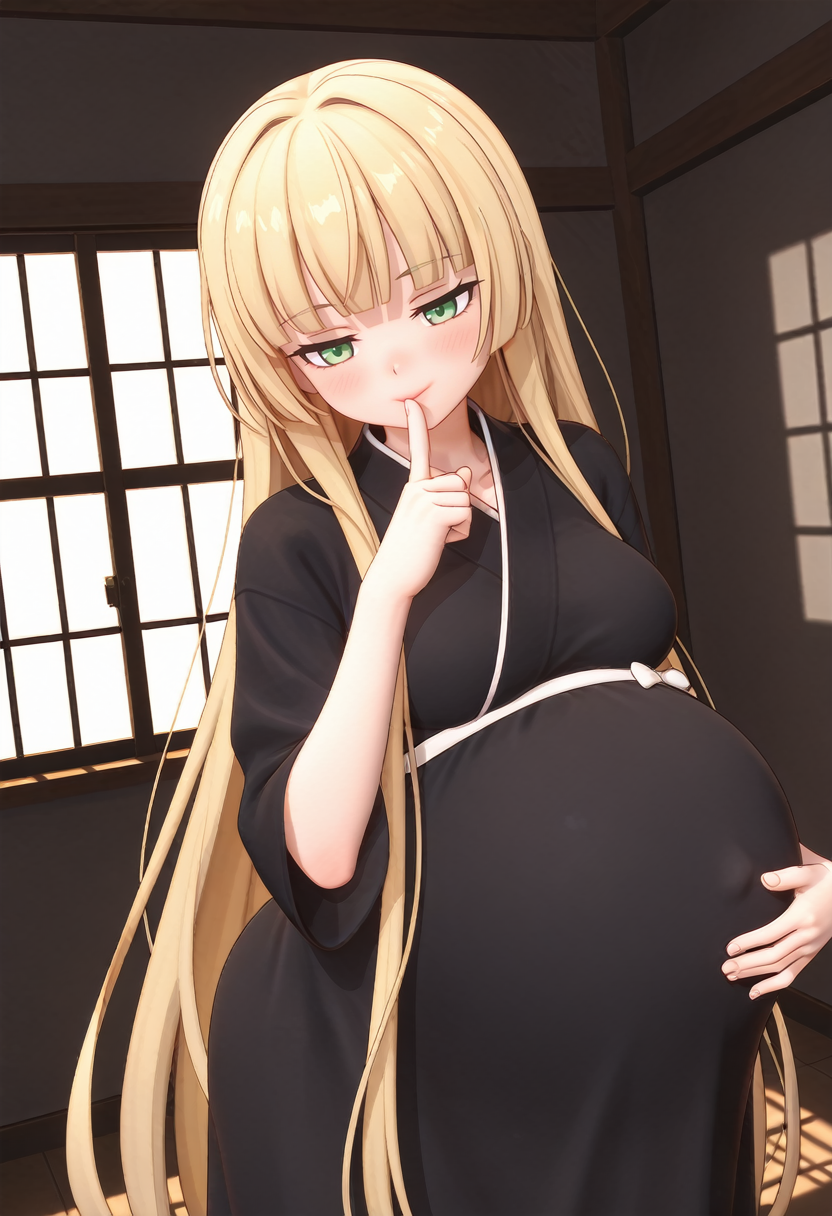 STYLE(comfy++,none) masterpiece, best quality, 3d, iwak, 1girl, victorica de blois, gosick, green eyes, blonde hair, very long hair, long hair, medium breasts, clothed, pregnant, big belly, solo,  naughty face, looking down, facing ahead, hand on own stomach, shushing, (bent over), watson cross, portrait, low angle view,  day, prison, absurdres, newest,  <lora:Other/Pregnancy_Slider.safetensors:1.2:1.2> <lora:Tech/dmd2_sdxl_4step_lora_fp16.safetensors:1.0:1.0> <lora:Style/3dblend.safetensors:1.1:1.1> <lora:Other/pregnant_c_v3.safetensors:1.0:1.0>