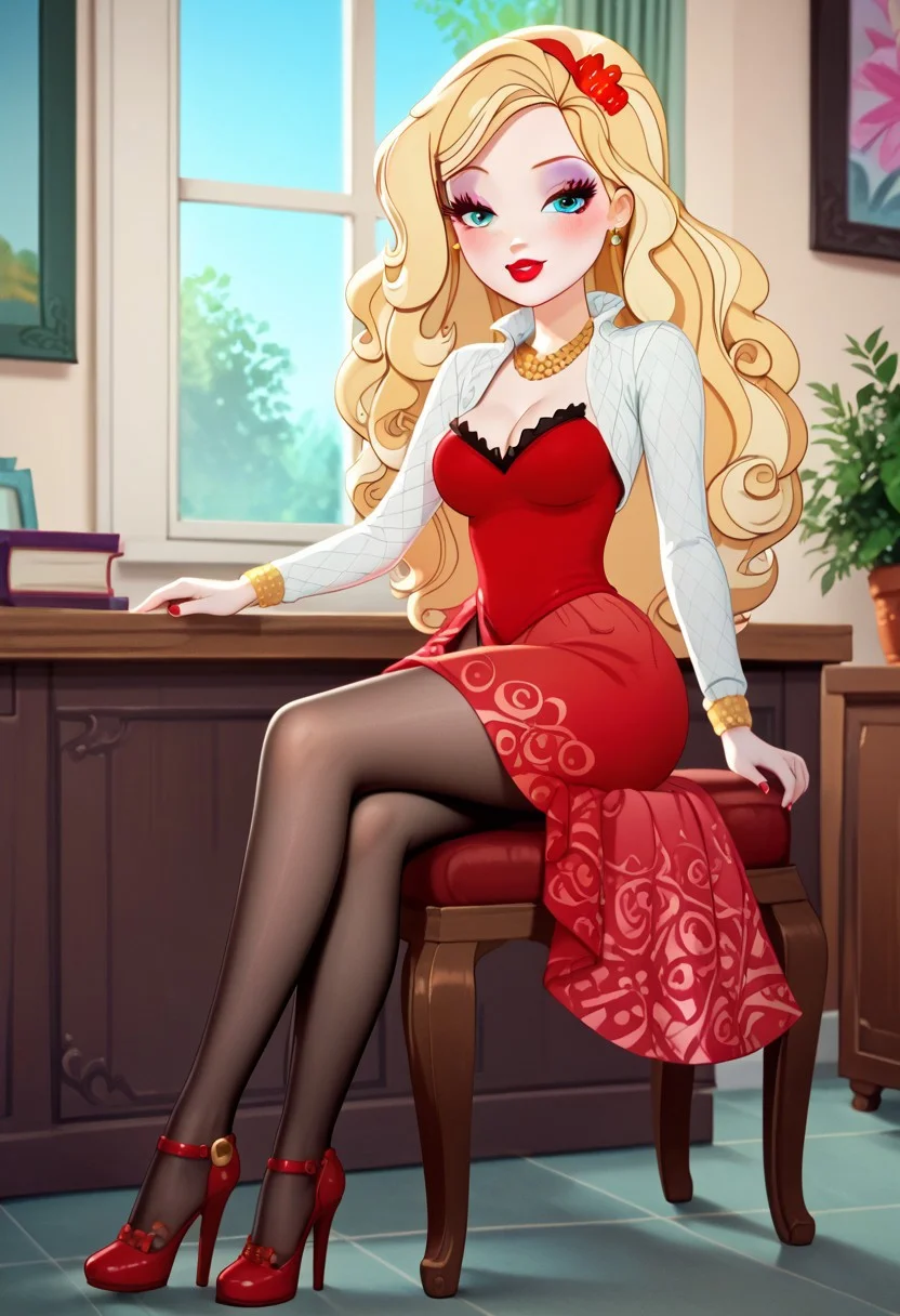 score_9, score_8_up, score_7_up, score_6_up, score_5_up, best high quality, high res, human, equestria girls, g4, cute, female, large butt, presenting, sexy, solo, solo female,
OverallDetail, masterpiece, best quality, score_9, score_8_up, looking at partner, lidded eyes, solo, 1girl, adult woman, 20 years old,
easynegative, applewhite, blue eyes, hair ornament, blonde hair, lipstick, red lips, red dress, side slit, cleavage, black pantyhose, bare feet, leg up,
five fingers, close-up, female, show accurate, breasts, cute, blush, masterpiece, best quality, source_cartoon, thin, tall, makeup, full body visible,
wide hips, indoors, detailed, beautiful, anatomically correct, blushing, breasts, big breasts, blushing, cleavage,
night time, outdoors, irl, realistic style, disney style, sitting on a chair, back view, large ass