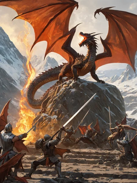 masterpiece, best quality, greg rutkowski,
dragon, weapon, sword, breathing fire from mouth, fantasy, armor, holding weapon, wings, holding sword, holding, signature, battle, riding, scenery, mountain, outdoors, multiple people
, very detailed, high resolution, sharp, sharp image, 4k, 8k,