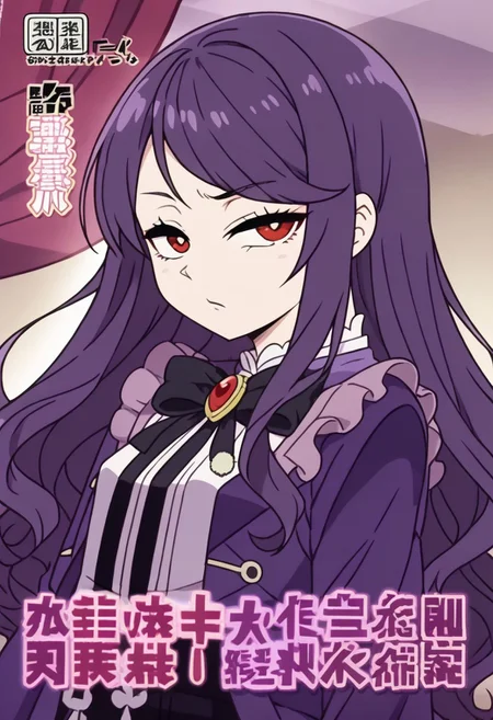 1girl, gundou mirei, red eyes, long hair, virtual youtuber, swept bangs, purple hair, parted bangs, <lora:pony_char_gundou_mirei-000030:1> ,,,,,, anime coloring, anime screencap, 1girl,Solo ,, anime,PUFFY nipple,,,official art, Uncensored ,Unedited ,,,, , ,,,flat chest