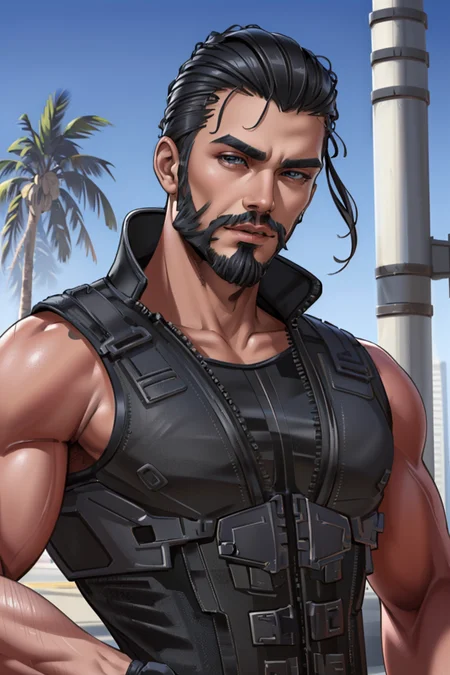 (photorealistic:1.4), <lora:TacticalAssautV1:1>, (masterpiece:1.4),(best quality:1.4)(high_resolution:1.1) , (1man, male body, male face, oily skin, wearing tactical_assaut t-shirt gloves), ((upper body)), ((thin hair, realistic hair:1.2)), ((thin beard)),
<lora:muscle_slider_v1:2>,
<lora:weight_slider_v2:-1>,
<lora:hair_length_slider_v1:1>,
<lora:Background_Detail_v3:0.4>,
<lora:add_detail:0.5>