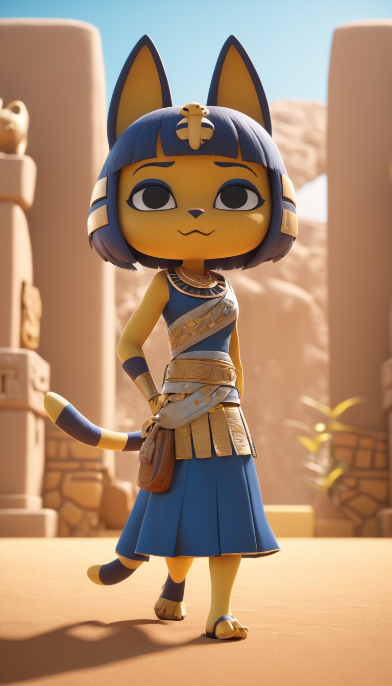 professional 3d model  Cinematic scene, hero view, Ankha, Animal Crossing <lora:ankha_v0.0.1:1>, action pose, nature, detailed background, masterpiece, best quality, high quality, absurdres . octane render, highly detailed, volumetric, dramatic lighting