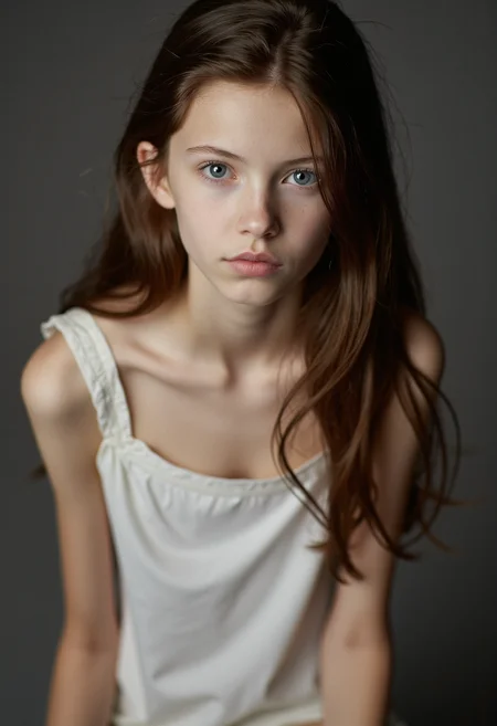 cinematic photo (best quality, masterpiece, colorful, dynamic angle, highest detailed), full body photo, fashion photography of cute 1girl, dark mood, dystopia, glowing, looking at viewer, sitting, long hair, bokeh (intricate details, hyperdetailed:1.15), detailed, moonlight passing through hair, (official art, extreme detailed, highest detailed), HDR+ . 35mm photograph, film, bokeh, professional, 4k, highly detailed, dramatic lighting, dark theme, low key, aidmaHyperrealism   <lora:FLUX - DRKDLF - Styles for FLUX ( dramatic lighting, dark theme, low key ) :1> <lora:FLUX - Extremely Thin and Skinny:0.7> <lora:FLUX - Hyper Realism ( aidmaHyperrealism ):0.6>