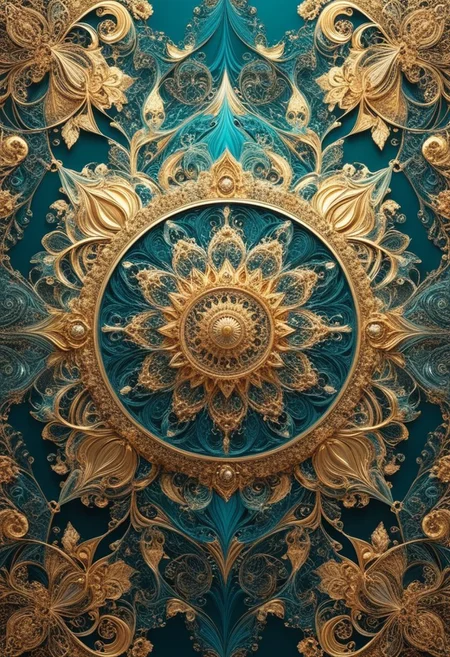 photo of a paisley pattern, boteh, paisley, teal blue, gleaming gold foil, almond, entwined paislies, official art, aesthetic, dynamic angle, hyper detailed, order and chaos, vibrant colors, high contrast, (extremely detailed, intricate details, masterpiece, best quality, 8k wallpaper:1.4), dramatic lighting, (dark teal and brilliant gold palette:1.2), twisting paisley