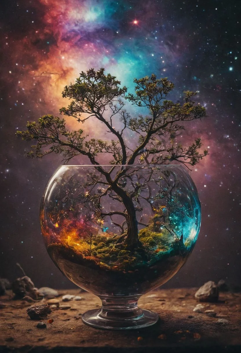 macro photo, macro, super close,What if there was a solar system inside a large glass vase emanating the bright colors of the galaxy and a incredible tree full of stars around it came out of the vase?
Wide range of colors., Dramatic,Dynamic,Cinematic,Sharp details
Insane quality. Insane resolution. Insane details. Masterpiece. 32k resolution.
<lora:add-detail-xl:0.95> <lora:dvr-lnds-sdxl:0.3> dvr-lnds-sdxl <lora:MJ52:0.25> <lora:ral-apoctvisn-sdxl:0.3> ral-apoctvisn <lora:zavy-cntrst-sdxl:0.35> dark, chiaroscuro, low-key <lora:zavy-rmlght-sdxl:0.41> zavy-rmlght <lora:SDXLFaeTastic2400:0.225>