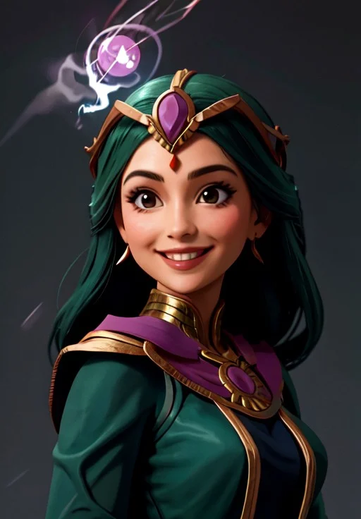 <lora:sorceress:0.8>, sorceress, portrait, smile