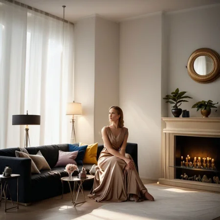 /c
(a lady sitting in a livingroom, bust shot, indoor, interior design, masterpiece:1.5),
/style
(Minimalism style:**|Nordic architecture:**|famous designers:**|Design Collection:**|masterpiece:**_style), 
(fashion design, Modern, Modernism, mystery, Spectacular, Luxurious, elegance,  perfect design, harmonious color:1.1), 
/decorate
(Cups, plates, lowers, French windows, curtains, carpets, home furnishings, chair, lamp, books),
(wide-angle lens, POV, DOF), 
(perfect lighting, dramatic lighting, direct sunlight, ray tracing, clear shadow, light pollution:1.1), 
[sharp outline, high contrast, contour deepening,strong contrast::0.9], 
(large file, super realistic, 4k, 8K, 16k, FHD, HD, VFX , perfect, photograpy, construction sales photograpy, Interior design, super high resolution, cinematic photography, high-resolution image,:1.1), 
[detailed furniture:**|detailed Lamps:**|detailed decorations:**|detailed equipment:**|detailed texture:**|detailed home appliances:**|detailed vehicle:**|detailed equipment:**| detailed Houseplant:**_details:0.3], [marble:**|granite:**|leather :**|tile:**|metal:**|fabric fiber:**|glass:**|foliage:**_material texture:0.5]
[:realistic landscap outdoor:0.4],
great lighting, CS-OBG, zoya, clear, ac_neg1