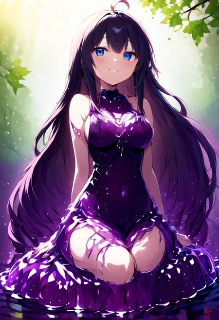 (masterpiece), (score_9, score_8_up, score_7_up,source_anime), 4K8K, best quality, high res image, illustration, Uncorrected, CG,
(girl view from below. look-up angle:1.3), sexy shot,
1 fairy girl sitting on a giant grape slime, pretty slime sex, (lot of cubes floating around woman), (hair over breasts, long hair, hair censor:1.4), twinkle grape, white elbow gloves, fairy wings,
slime, slime like a grape, grape slime, see-through violet slime,
BREAK
medium breasts,
(gradient hair, pink and hair, very long hair, red bangs, ahoge, hair over breasts, hair censor),
(blue eyes, half opened eyes, jitome, smile),
wearing tube top, cube,
in orchard, fruit orchard, fruits trees,