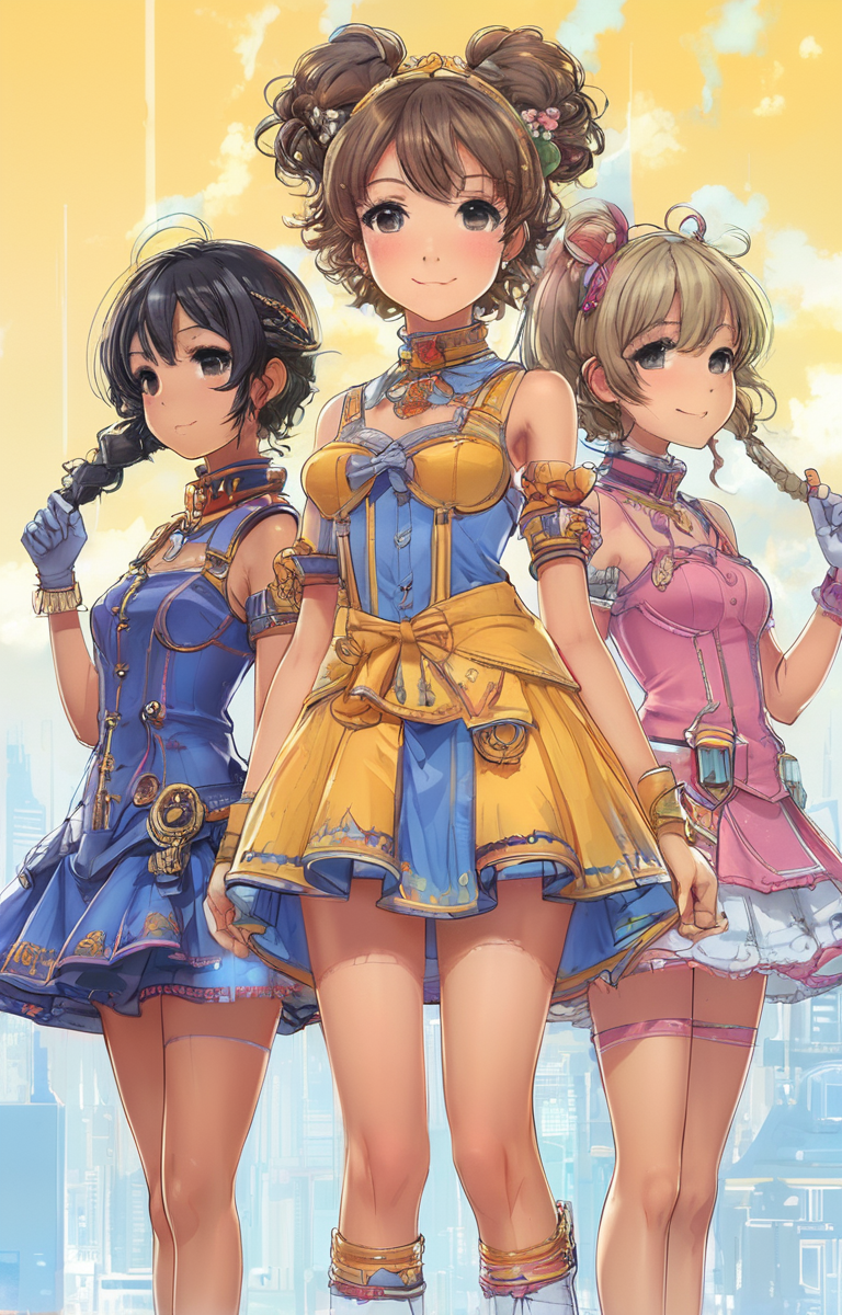 masterpiece,best quality,<lora:tbh324-sdxl:0.9>,illustration,style of Afrofuturism, portrait of idolmaster cinderella girls,