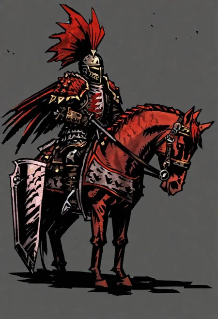 comicish artwork in dgst artstyle, winged hussar