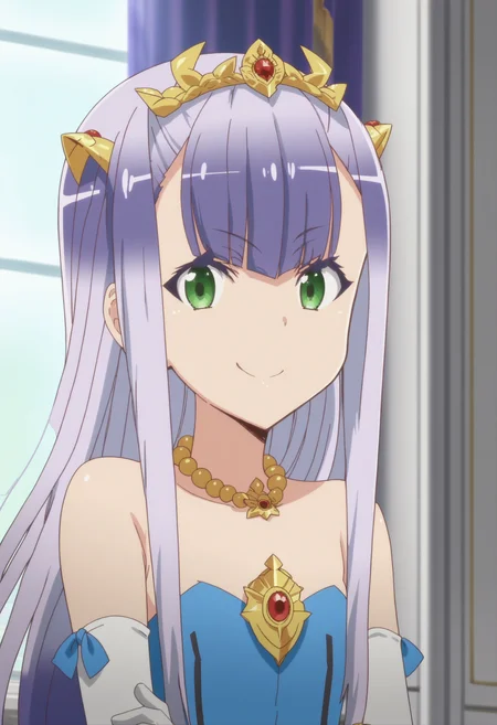 score_9, score_8_up, score_7_up, score_6_up, score_5_up, score_4_up , anime coloring ,BREAK source_anime, anime,screencap,
1girl, solo, petralka, chest jewel, white arm gloves, necklace, bracelet, tiara, blue dress, <lora:PonyXL OC Petralka V1:1>
indoors, upper body,
smile, looking at viewer,