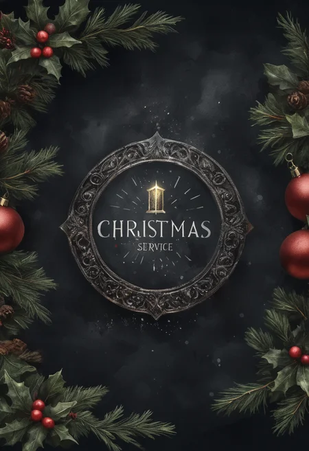 a logo for Christmas service, Watercolor, background black, text "Christmas" trending on artstation, sharp focus, studio photo, intricate details, highly detailed, by greg rutkowski, Mysterious <lora:fix_hands:1> <lora:add-detail-xl:0.8>