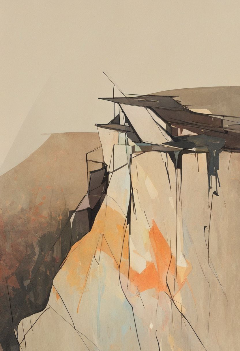 (Silhouette of a house on the cliff beside coast, flat painting background:1.5),
(abstract painting, impressionism, watercolor, oil painting brushstrokes, oil painting texture:1.3),
(brutalist architecture, BRIGHT green AND DARK BROWN color palette, curve LINE, circle, ellipse, core), AK, abstract, deconstruction, geometry, geometric composition,paint painting,harmonious colors, black frame,rectangle, tilt, flat painting, framex, horizontal, Constructivism, Fauvism,