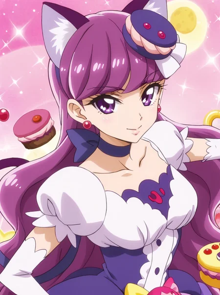 detailed background, shiny skin, posing,
<lora:curemacaron.pony:1>,
curemacaron,
large breasts,