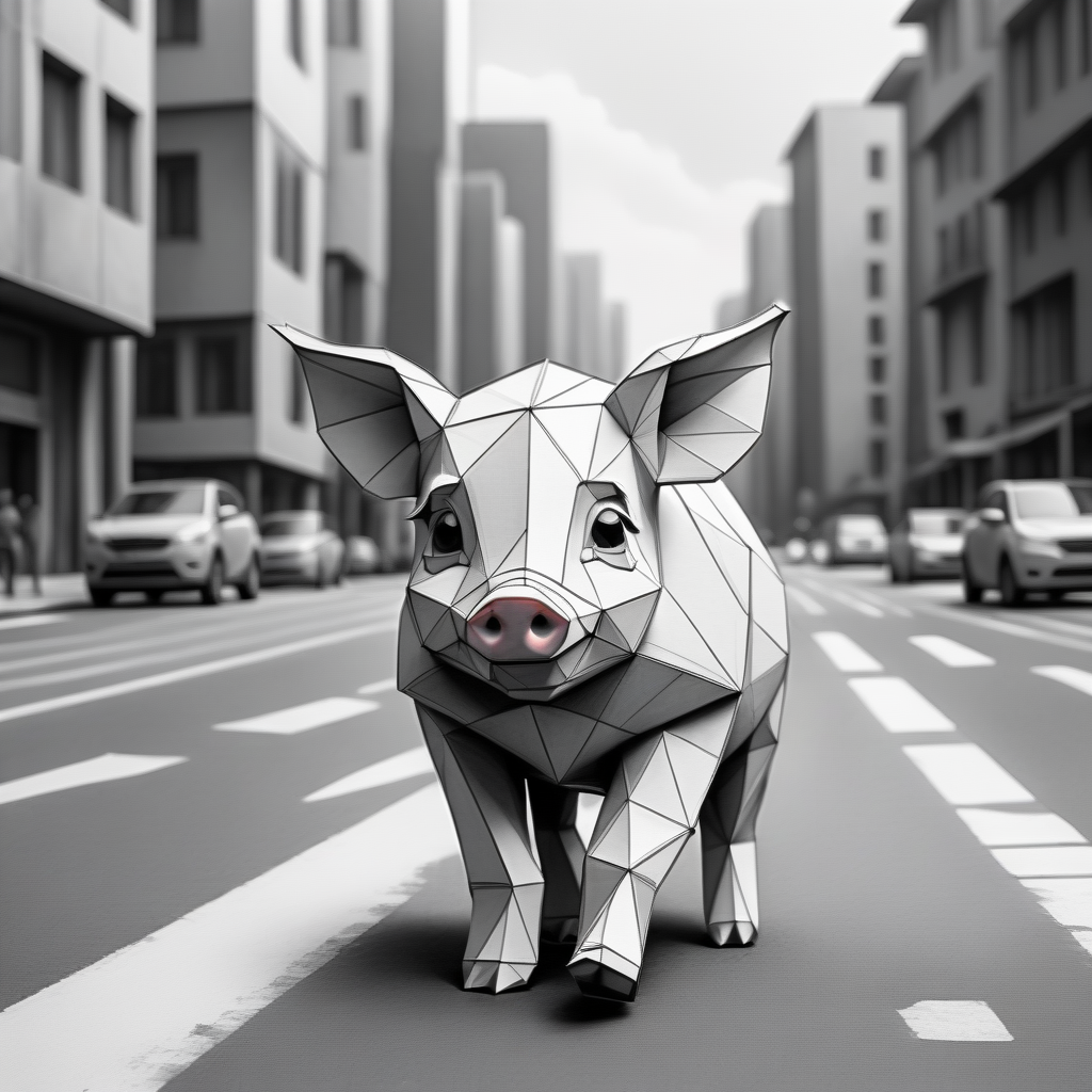 gformix geometric sketch Piglet walking on the road in a big city
 <lora:gformix:0.8>