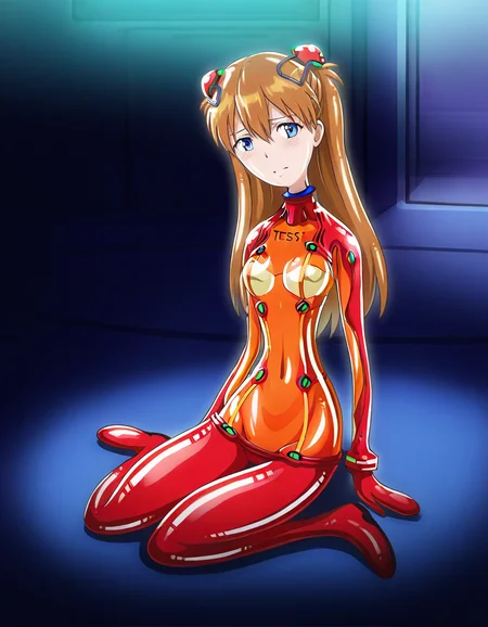 best quality, masterpiece, absurdres, detailed background, centered, centered, view, 1girl, inside, science lab.
<lora:goldenbubblestf:1.3>, golden_bubble_tf, shiny skin, oily skin,
<lora:asuka_seva_illus:0.8>, shikinami asuka langley, brown hair, long hair, hair ornament, bangs, blue eyes, small breasts, interface headset, red bodysuit, orange bodysuit, test plugsuit, pilot suit, on the floor