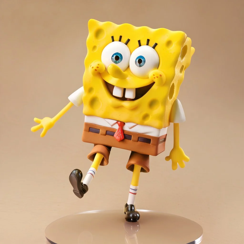score_9, score_8_up, score_7_up, score_6_up, spongebob, smiling, blue eyes, brown pants, red tie, white shirt, striped white socks, black shoes, yellow skin
