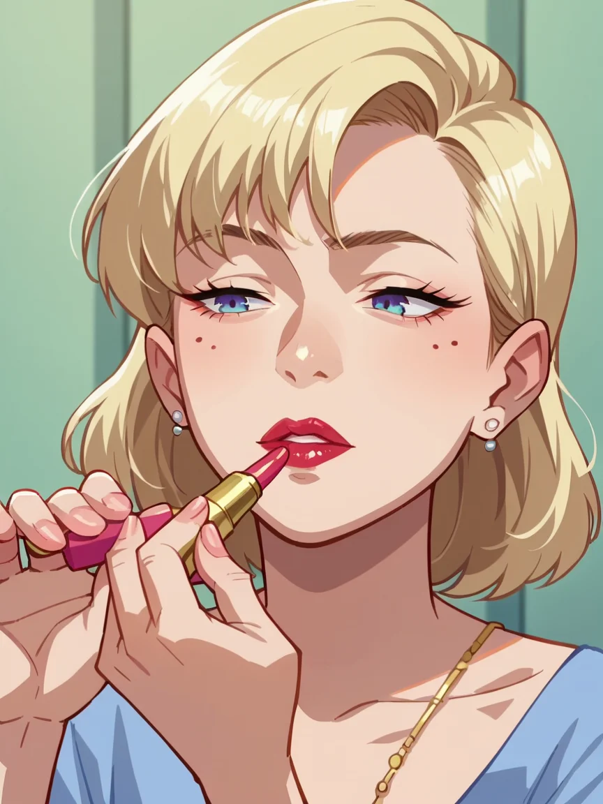 score_9, score_8_up, score_7_up, score_6_up, <lora:l1ppyXLP:0.8> l1ppy, lipstick, cosmetics, applying makeup, 1girl, anime screencap,