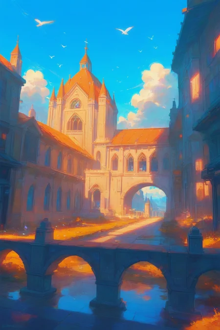 <lora:xinsir_style-000090:0.8>, (xinsirglitch:0.6), score_9, score_8_up
building, church, white, light, light through, stone, bridge,birds