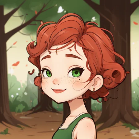 female, age 25, caucasian, pearly skin, freckles, small green eyes, high forehead, ginger wavy hair, wild hair, oval face, cute, highly detailed, sharp focus, stunningly beautiful, looking at camera, smile, sultry look, makeup,  masterpiece, walking in the park ((full body:1)),  <lora:julie_west_v1-000040:0.9>
