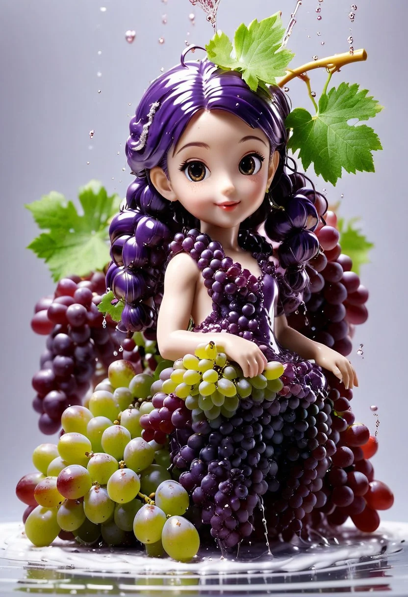 Masterpiece, best quality, 1girl, made from grapes