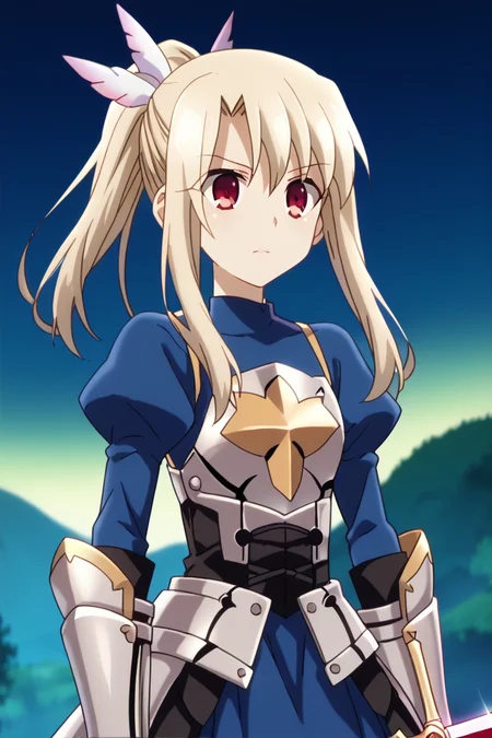 score_9, score_8_up, score_7_up , source_anime, intricate details, masterpiece, high quality, prefect hands, best quality , solo , 1girl , anime screencap, <lora:tweak-detail-xl:1> <lora:DetailedEyes_V3:1>, upper body,
<lora:saber-fate-cosplay-ponyxl-lora-nochekaiser:1>, saberfatecosplay, saber \(fate\) \(cosplay\), armor, armored dress, blue dress, breastplate, dress, excalibur \(fate\/stay night\), gauntlets, juliet sleeves, long sleeves, puffy sleeves,
, long hair, red eyes, illya, female child , <lora:DetailedEyes_V3:1> <lora:tweak-detail-xl:1> <lora:illya.pony:1> ponytail