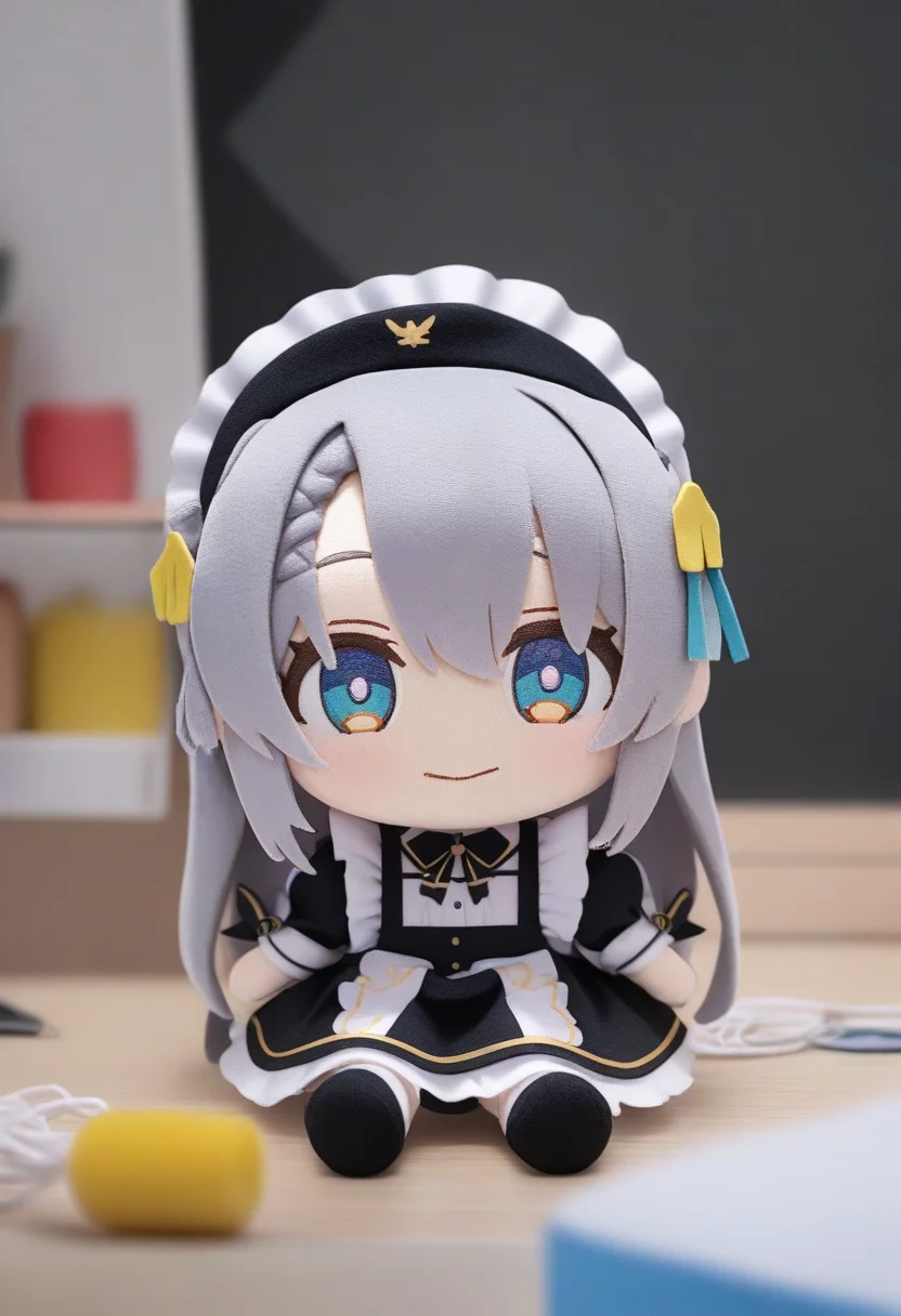 1girl,sincos, ningen mame, toosaka asagi,solo,medium breasts,20yo,maid,maid headdress,
character doll, chibi, sitting, full body, <lora:characterdoll_XL_v1:0.9>
from below, portrait, looking ahead, purple hair, silver eyes,disdain, party venue, closed mouth, hair bun hair,,
best quality, very aesthetic, absurdres