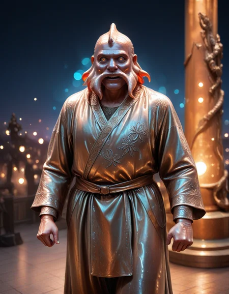 cinematic film still solo, copper fusion of hantu kepala,squid,Plesioth,Brachydios,leprechaun, copper fur statue, artist:Katsuhiro Otomo (大å å
æ´), safe, sfw, shiny skin, panicking, wearing copper wool tunic with embroidery, Thumbs Down, Gymnastics, in copper Sorcerer's celestial terrace with celestial navigation and stargazing., Wide shot, volumetric lighting,
masterpiece, best quality, amazing quality, very aesthetic, absurdres, highres, high detail,
, , , , <lora:MadeOfCopper01_CE_SDXL:1.2>,<lora:CivChan:1>,<lora:hand 5.5:1>,<lora:Dynamic Poses:1> . shallow depth of field, vignette, highly detailed, high budget, bokeh, cinemascope, moody, epic, gorgeous, film grain, grainy