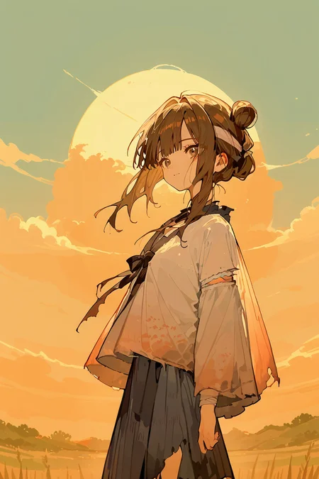 (score_9,score_8_up,score_7_up),<lora:mansui-v1:1>,mansui,1girl,solo,brown hair,torn clothes,shirt,hair bun,bangs,sunset,long hair,ribbon,
good feet,anime,NSFW,expressive,amazing quality,ultra hd 32k,