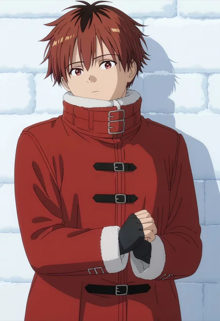 Friestyle, Stark, Solo, Starkwinteroutfit, Cowboy Shot, Leaning Against Hedge Wall, snow