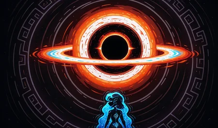profile view, impossibly prismatic, collapsing into a black hole, warping space, fibonacci patterns, transcendent art, five-dimensional, abstract entropic curtailment, visual music, geometric collapse, catastrophic time dilation,