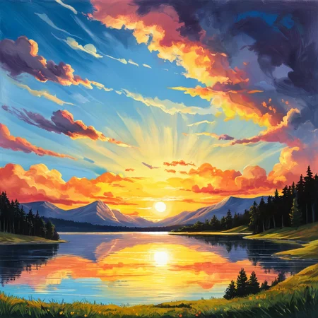 Conceptual Art of <lora:add-detail-xl:1>
<lora:detailed:0.3>
<lora:perfection style:0.3>
<lora:xl_more_art-full_v1:0.3>
<lora:drawing style:0.8>
A drawing of a painting of a sunset over a lake,outdoors,sky,cloud,tree,no humans,cloudy sky,nature,scenery,forest,reflection,sunset,mountain,landscape , drawing style, concept art
