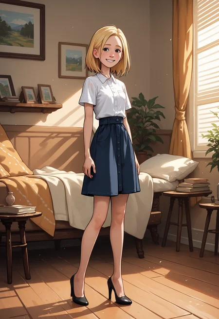 score_9, score_8_up, score_7_up, score_6_up, score_5_up,  1girl, solo, full body,
<lora:Nora (Storybooth):0.9> Nora_Storybooth, blonde hair, medium hair, freckles, smile, black eyes,
high heels,
indoors, detailed background,
<lora:Expressive_H:0.7> Expressiveh,
<lora:add-detail-xl:0.9>
<lora:light:1> neolight