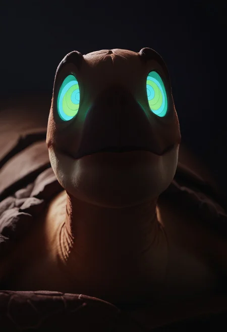 score_9, score_8_up, score_8_up, raw, (solo),
umigame, brown turtle,
facing viewer, full body, on stomach, animal focus, dutch angle, no glasses, mouth open, (((kaa eyes))), suprise, glowing eyes,
arcan3styl3v1, blurry background, depth of field, indoors, night, 43stl1ght1ng, low light, dramatic lighting, darkness, spotlight, eye lighting,