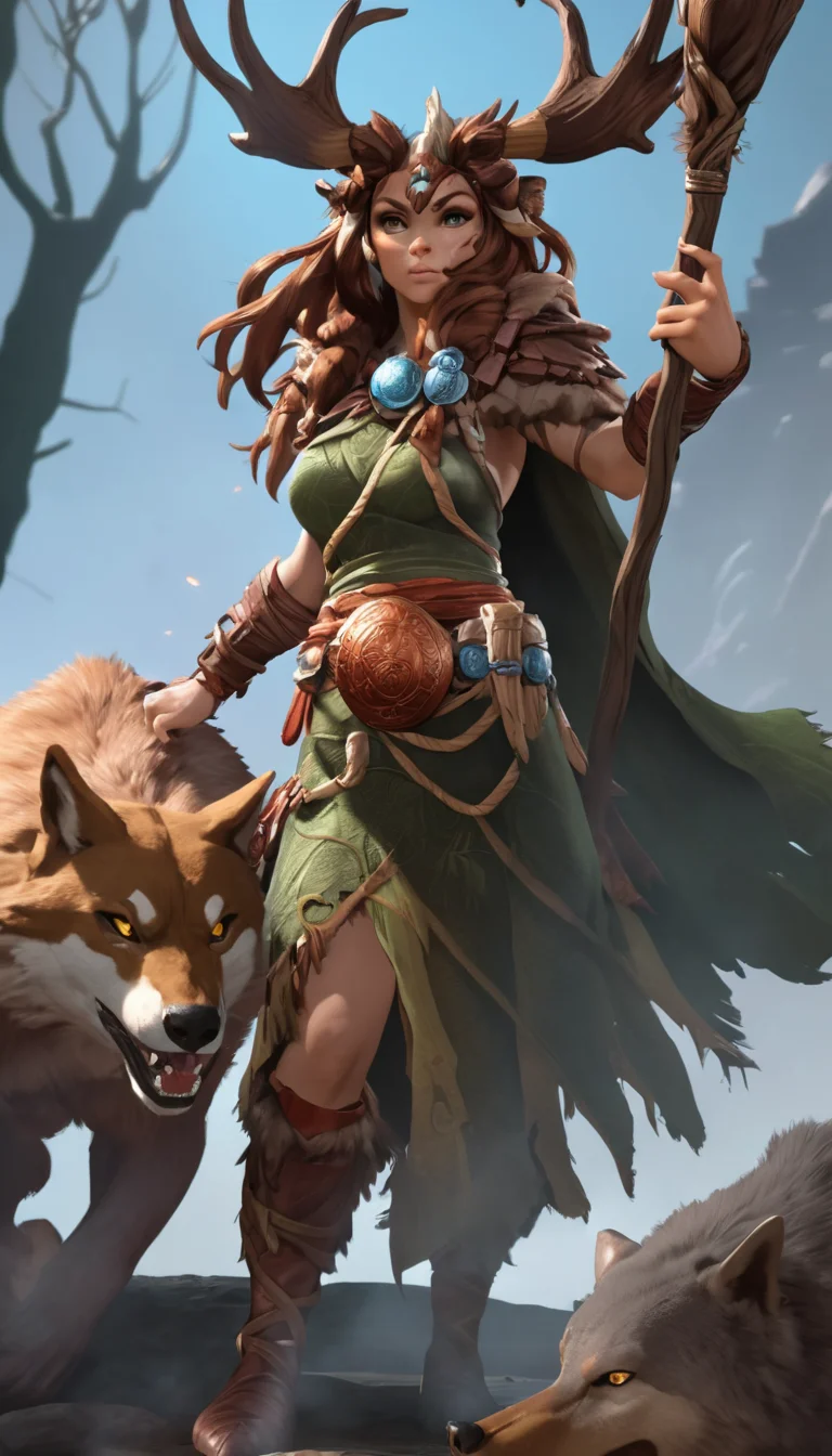 Cinematic scene, hero view, female d4d druid <lora:diablo_4_druid_xl_v1:1>, action pose, detailed background, masterpiece, best quality, high quality, highres, absurdres