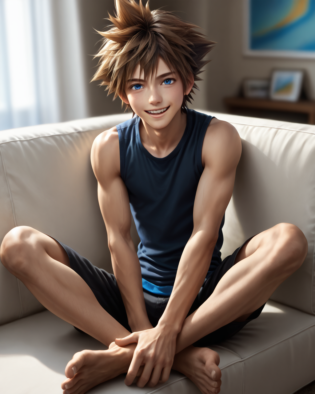 score_9, score_8_up, score_7_up, intricate details, rating_questionable,
<lora:homri52:1>
,
<lora:Sora_KH_-_Pony2:0.8>, 1boy(sora, male focus, solo, blue eyes, brown hair, spiked hair,, looking at the viewer, solo, happy, 
full body, typical clothing, sitting on sofa) comfy living room,
highres,
detailed background, depth of field, 
<lora:ral-chrosc-clr:0.5>, ral-chrosc-clr,
<lora:Expressive_H:0.5>, Expressiveh,
<lora:xl_more_art-full_v1:0.3>,
<lora:add-detail-xl:0.3>,