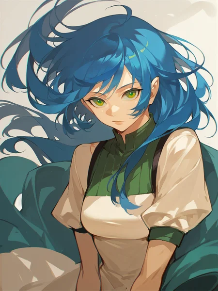 score_9, score_8_up, score_7_up, score_6_up, score_5_up, <lora:ch0ngXLP:1> ch0ng, long hair, 1girl, blue hair, green eyes, solo