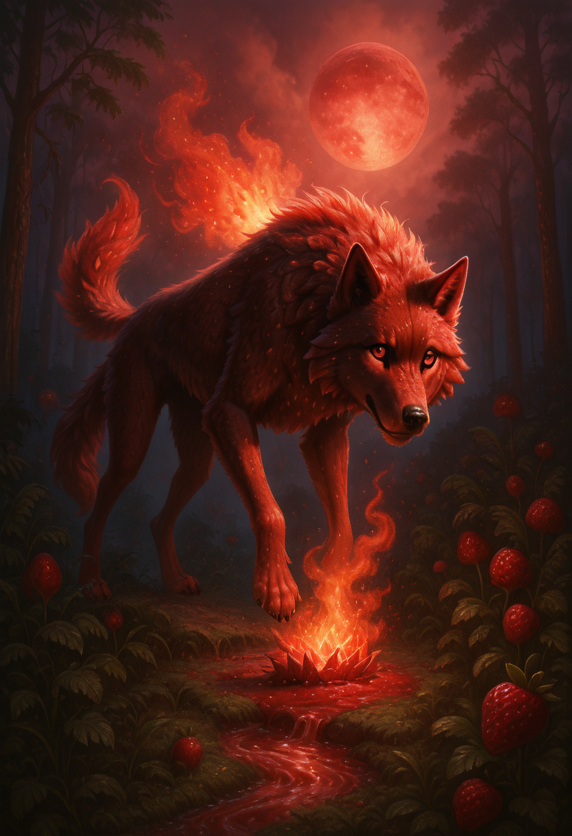 masterpiece, best quality,    strbrry, wolf,   <lora:StrawberryWorldMorph_IXL_v1:1.0>,