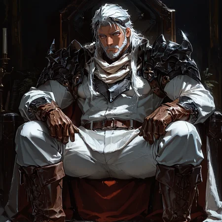 <lora:Waginau__Alchemist_Code-000003:.75> tagatamewag, waginau_white hair, waginau_grey eyes, 1boy, hairgear, long hair, solo, male focus, manly, mature male, bara, muscular male, shirt, loosen sleeve, pauldrons, scarf, coat, cape, gloves, pants, boots
short hair, male focus, muscular male, muscular male, bara, mature, (hairy body, hairy, body hair, glossy skin, bara, mature, facial hair, beard, full beard, sideburn, mustache, stubble), facial hair, bara, mature, body hair, aixiwuganda_(20222192), very awa, masterpiece, best quality, absurdres, newest, perfect quality, detailed background, intricate details,, <lora:slider_Body Type_alpha1.0_rank4_noxattn_last:3><lora:Anime Summer Days 2 Style SDXL_LoRA_Pony Diffusion V6 XL:.6><lora:merged:.7>, DARK, DARK BACKGROUND, LOW-KEY LIGHTING <lora:slider_cfg_scale_boost:.7><lora:Artist6p:.55>, Artist6p, Artist04p,<lora:slider_il_contrast_slider_d1:-.25>,<lora:slider_contract_controller_illus01_v1:.3>, <lora:addon_illustriousXLv01_stabilizer_v1.121:.5>,<lora:Heavenly_Beauty_r1:1>, (heavenlybeauty,)<lora:slider_style_strength_controller_illus01_v1:.25>