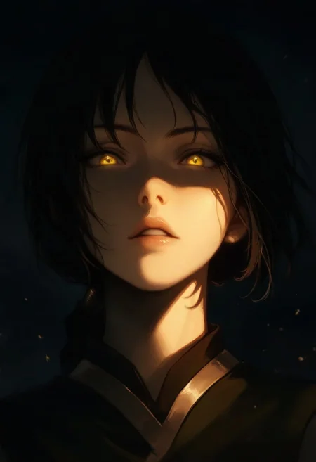1girl, Tung-Na (Avatar: The Last Airbender), solo, dark, light, masterpiece, best quality, very aesthetic, close up, parted lips
