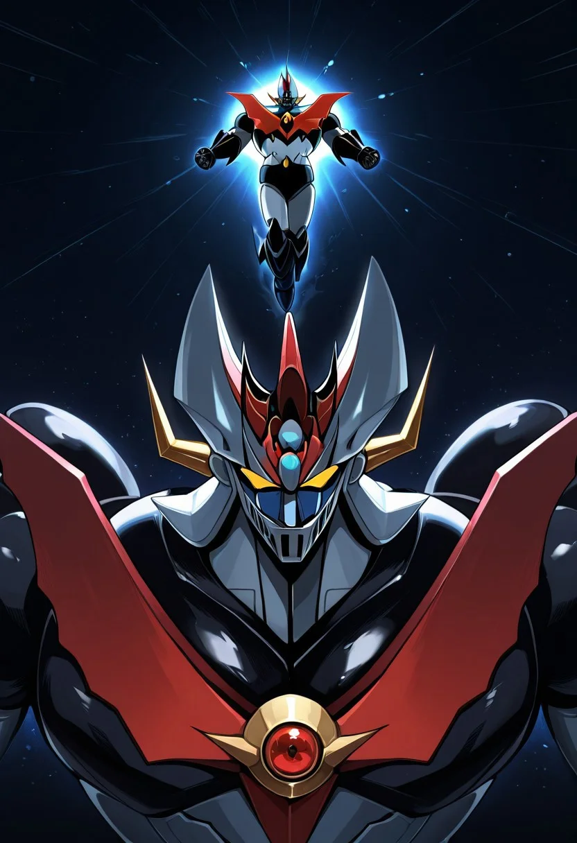 score_9, score_8_up, score_7_up, score_6_up, score_5_up, score_4_up, 4k quality, detailed, (mazinkaiser, super robot, mecha) best quality, masterpiece, floating in space