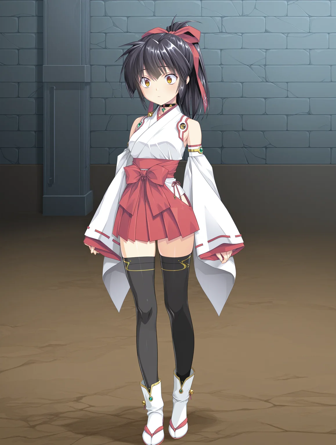 <lora:Koyori_Amamiya:0.8> divinemikokoyori,black thighhighs,choker,
1girl,solo,standing, full body, 
masterpiece,best quality,amazing quality,