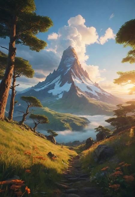 A world of fire, atmospheric, hyper realistic, 8k, epic composition, cinematic, octane render, artstation landscape vista photography by Carr Clifton & Galen Rowell, 16K resolution, Landscape veduta photo by Dustin Lefevre & tdraw, 8k resolution, detailed landscape painting by Ivan Shishkin, DeviantArt, Flickr, rendered in Enscape, Miyazaki, Nausicaa Ghibli, Breath of The Wild, 4k detailed post processing, artstation, rendering by octane, unreal engine  w 1024  h 1280