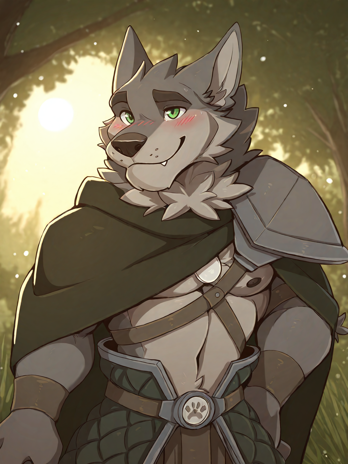 <lora:RanokIL:1>, ranok, ranok \(far beyond the world\), smile, blush, shoulder armor, cape, grey armor, green eyes, 
BREAK masterpiece, best quality, amazing quality, very aesthetic,highres, absurdres, detailed background, detailed eyes, beautiful,