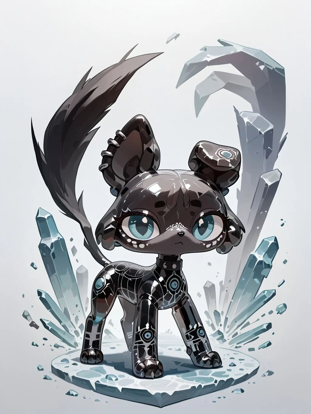 score_9_up, score_8_up, custom lps, littlest_pet_shops, <lora:LPS-000009:0.6>, all fours, solo, feral female, see-through canid, dog, black body, solid black, translucent body, crystal markings, gothic, (very abstract unique design, super detailed:1.2), front view, digital art, <lora:Translucent_Bodies_Pony_XL_v2:0.8>, by diives, <lora:diives_v2:1>