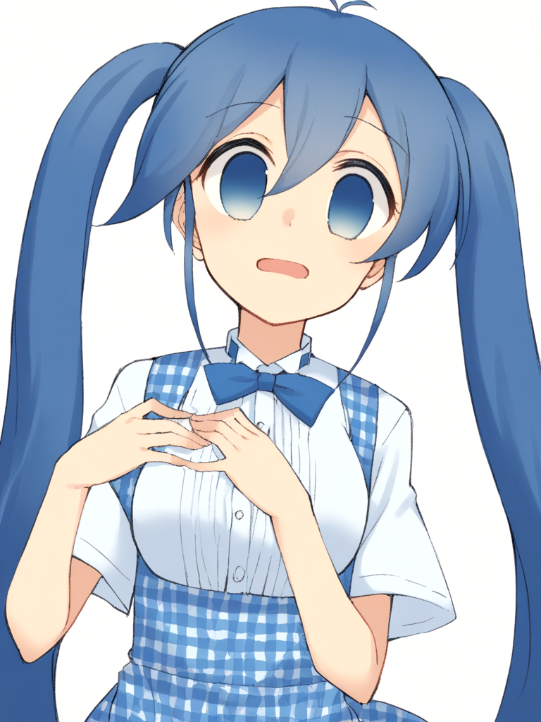 masterpiece,(best quality),highly detailed,ultra-detailed,
1girl,<lora:imaichi_moenai_ko_A_XL_v1:0.9>,imaichi moenai ko,twintails,blue hair,very big eyes,empty eyes,blue eyes,<lora:kobeyaXLv1:1>,kobeya uniform,