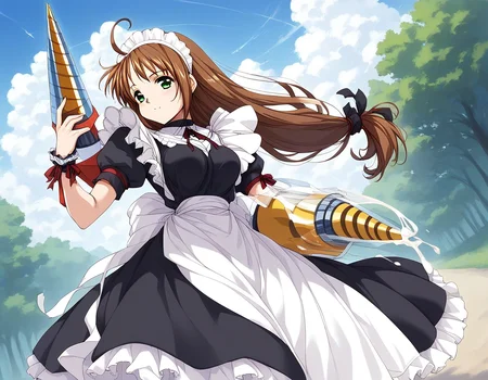 score_9, score_8_up, score_7_up, source_anime, rating_explicit, BREAK <lora:Spiral_Nami_Ver2.0_XL:1> Spiral_Nami_drill, brown hair, green eyes, maid headdress, ahoge, low-tied long hair, maid, medium breasts,
outdoor, sky,